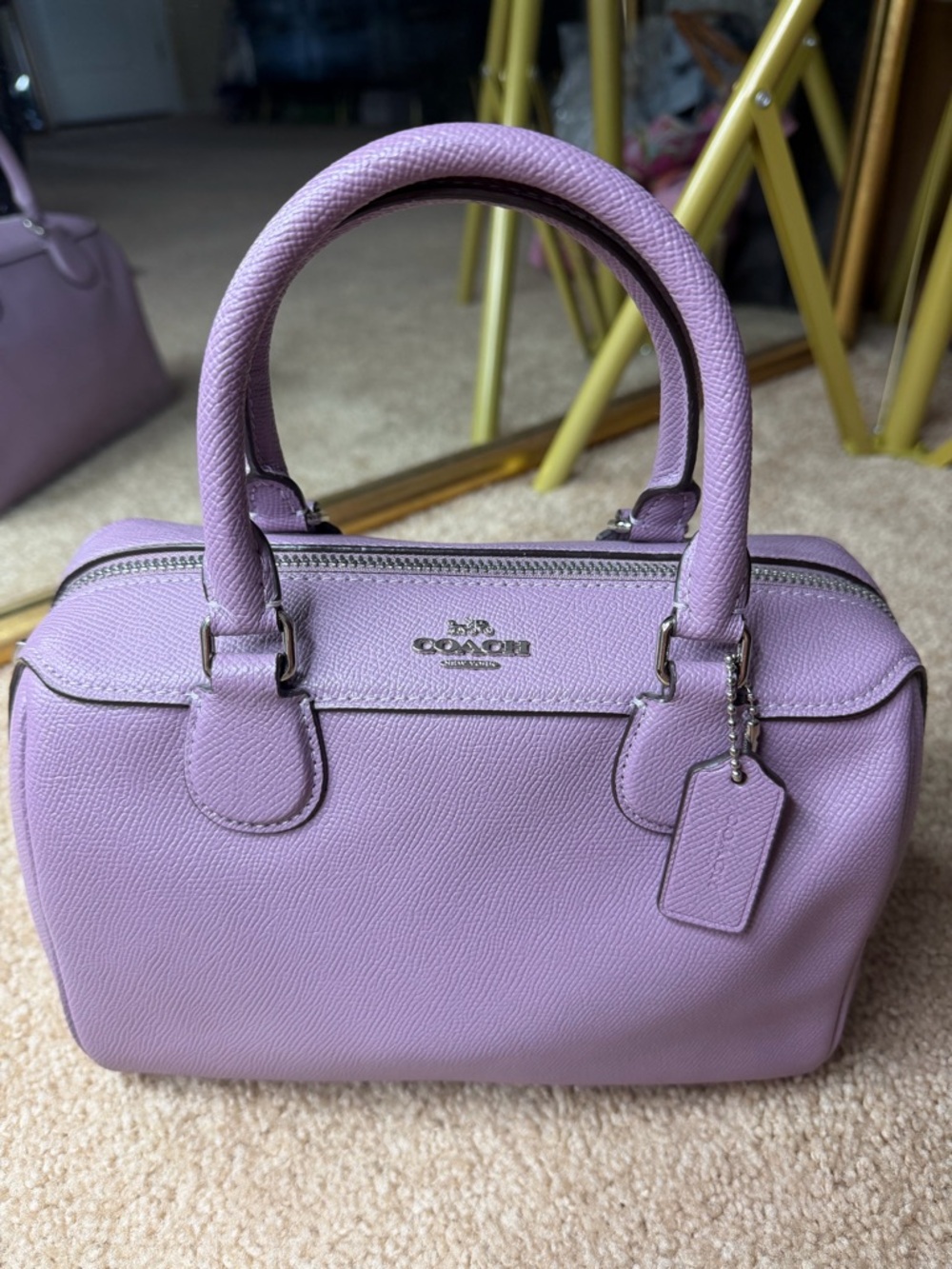 Coach Mini Bennett Satchel Lavender Crossbody Bag Lilac Leather Top Handle Purse